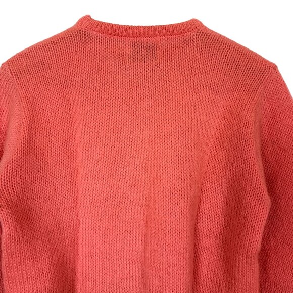 Vtg 60s Bobbie Brooks Mohair Wool Fair Isle Knit Sweater Sz Small Green Coral - Picture 8 of 10